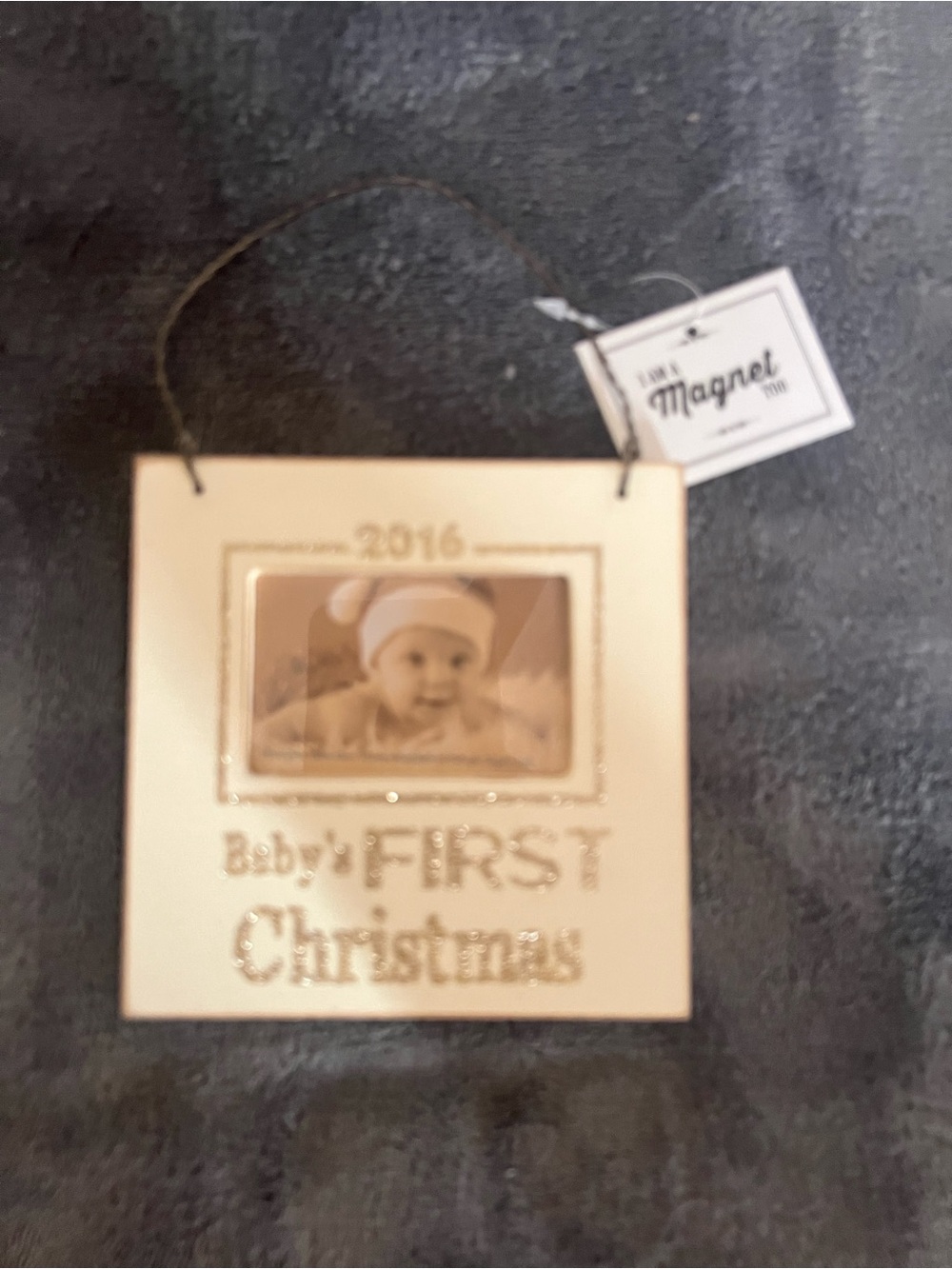 Kohl's Cream 'Baby's First Christmas' 2016 Hanging Frame Ornament, Magnet 4x4